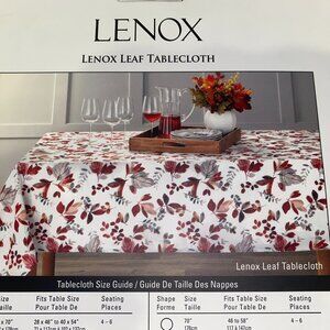 Lenox Leaf Rectangular Oval Tablecloth Cream 60" x 102" 8-10 Large Table